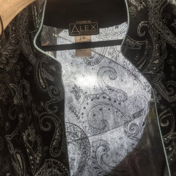 Alex Evenings Size 3X Two-Piece Top Black and Teal - Picture 11 of 16